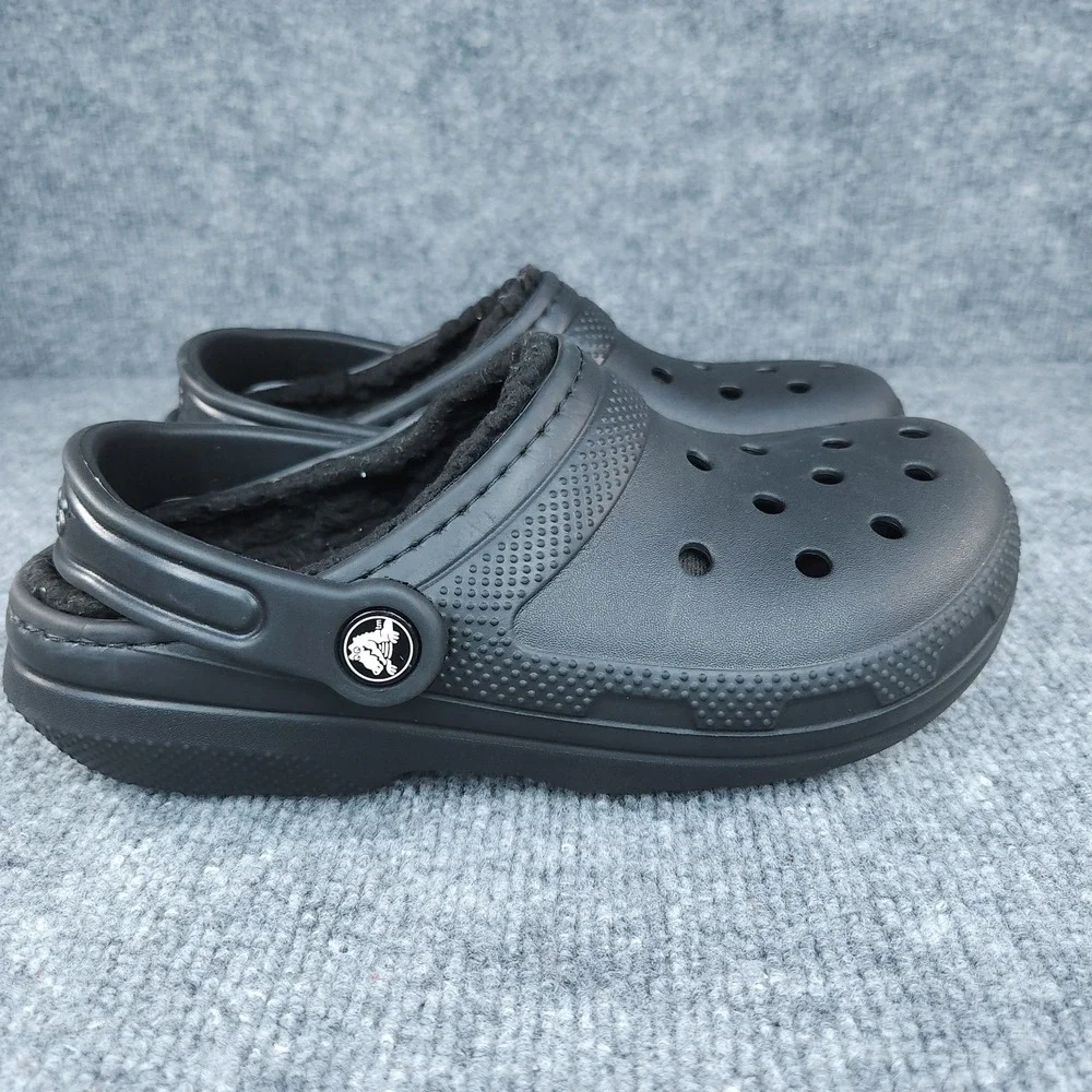 Crocs Clogs Shoes Women's Size 6 Mens Size 4 Black Lined Slingback Slides